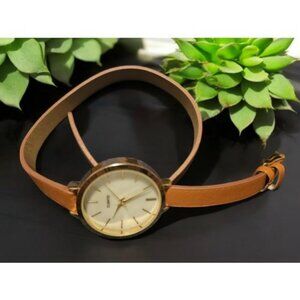 Vintage Avon Brown Strap Pearl Face Ladies Quartz Wrap Watch